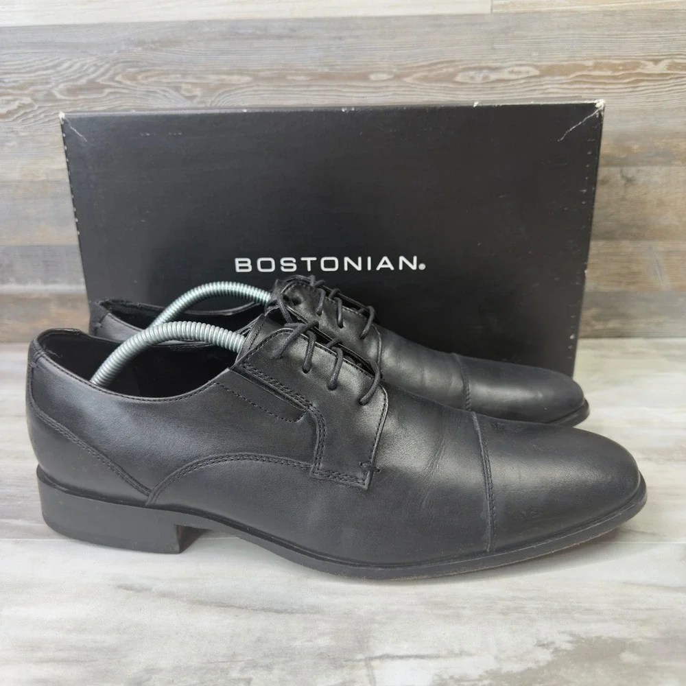 Bostonian 26053 Men Size 10.5 M Dress Shoes Cap Toe Leather Oxford Black